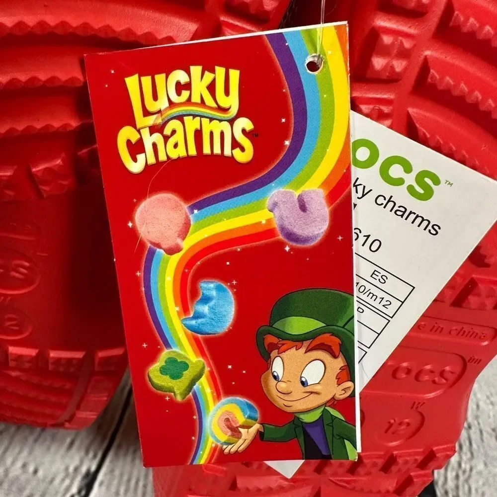 Lucky Charms Classic Crocs Limited Edition Unisex Red Rainbow M10/W12 NWT
